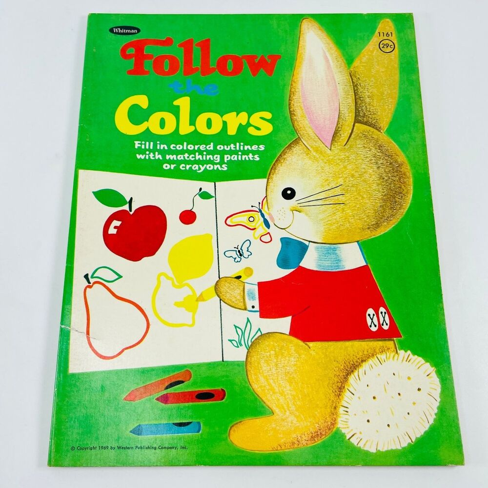 Follow the Colors Stang 1964 Illustrated Children's Whitman Coloring Book Unused